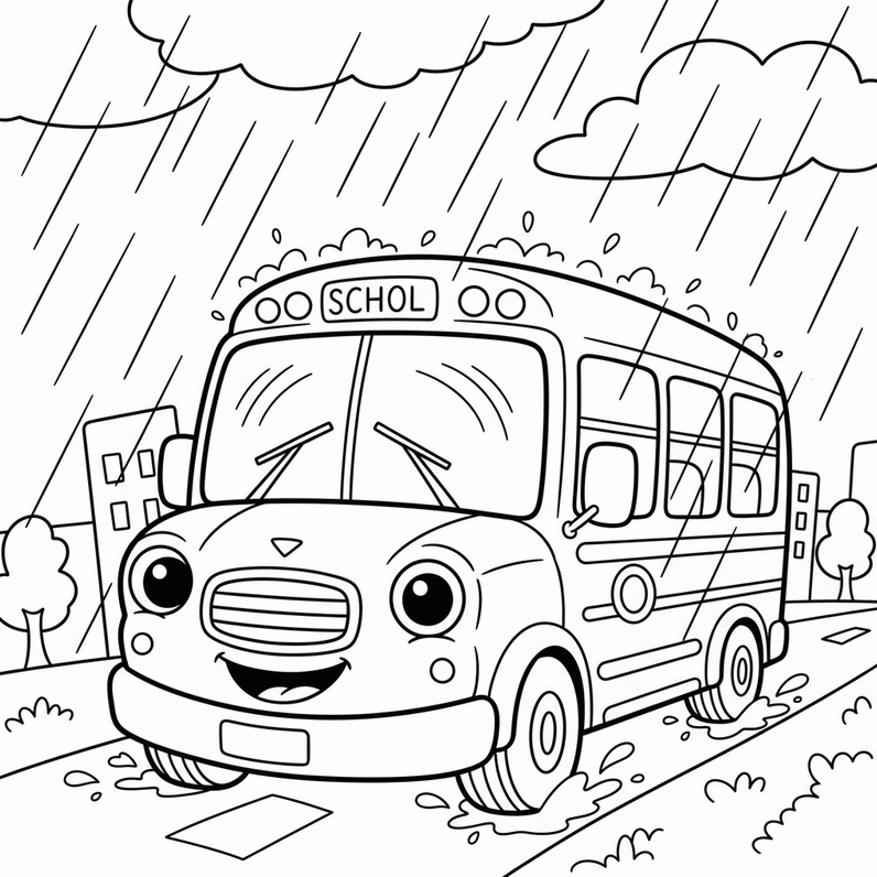 Hình Xe Khách tô màu rõ nét dễ tô