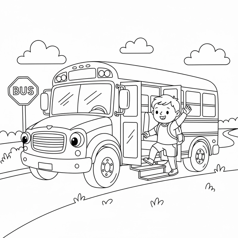 Hình Xe Khách tô màu rực rỡ, bắt mắt