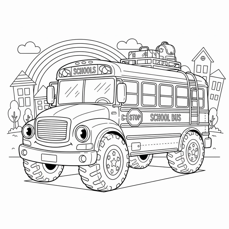 Hình Xe Khách tô màu sinh động và dễ tải