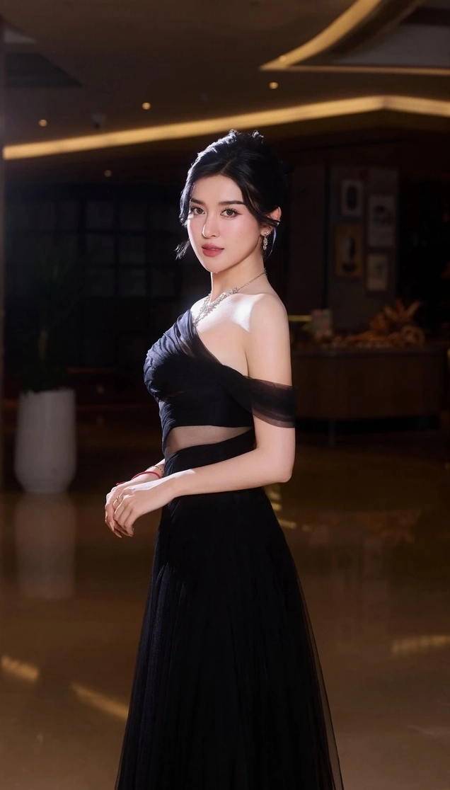 Huyền My tập trung cao độ trong một pha bóng trên sân golf