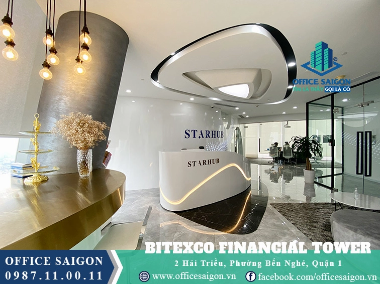 Khu vực sảnh lễ tân sang trọng của tòa nhà bitexco quận 1