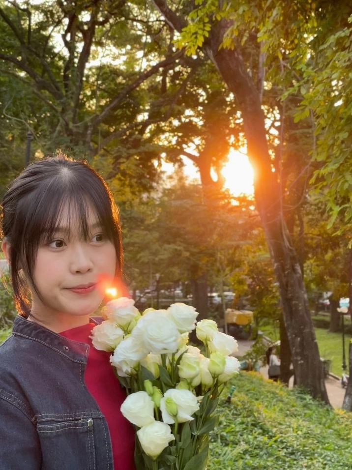 Khung cảnh hoàng hôn tím buồn bã bao trùm không gian yên tĩnh