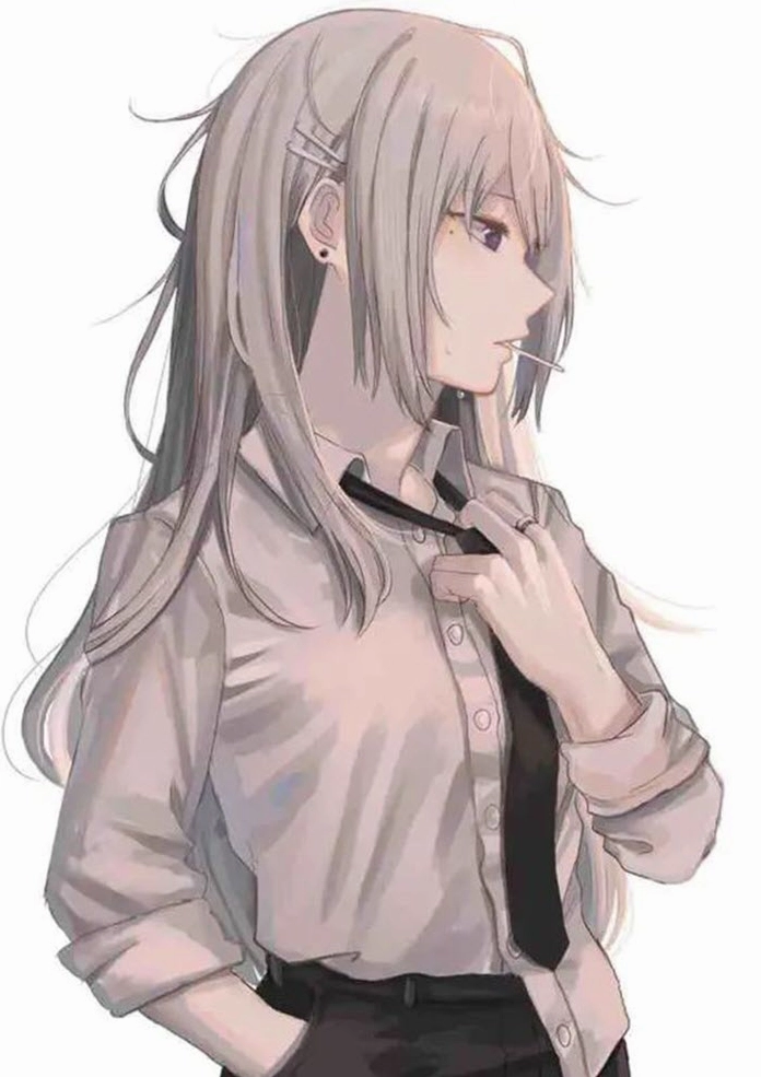 Khuôn mặt vô cảm của cô gái anime dưới cơn mưa