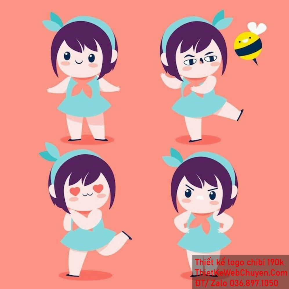 Logo Chibi bé gái đáng yêu có thể làm nổi bật sản phẩm hoặc dịch vụ của bạn và thu hút sự chú ý từ khách hàng