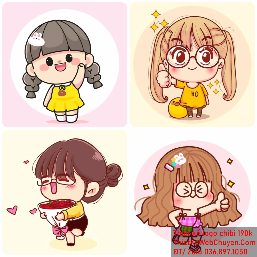 Logo Chibi bé gái đáng yêu có thể làm nổi bật sản phẩm hoặc dịch vụ của bạn trên thị trường