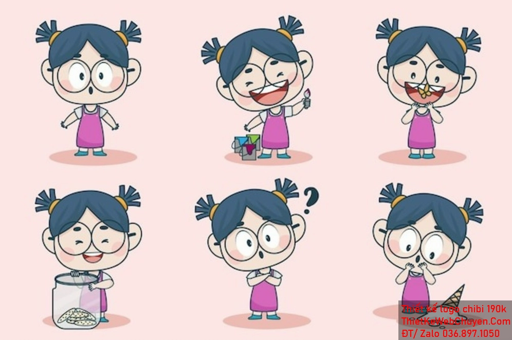 Logo Chibi bé gái đáng yêu có thể phản ánh phong cách và tính cách của doanh nghiệp của bạn