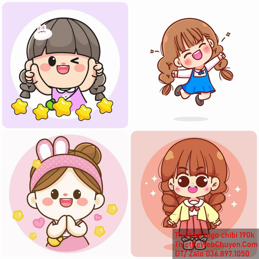 Logo Chibi bé gái đáng yêu sẽ mang lại cảm giác hạnh phúc và lạc quan cho khách hàng