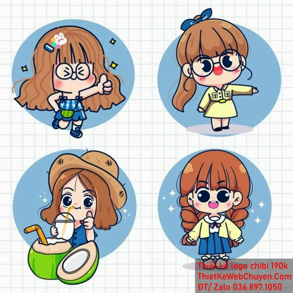 Mẫu logo Chibi bé gái đáng yêu sẽ tạo ra một cảm giác gần gũi và yêu thương với khách hàng