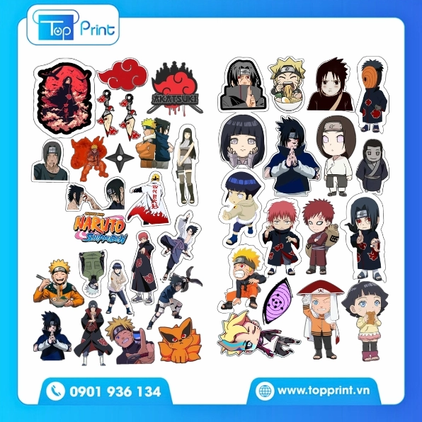 Mẫu sticker anime chibi dùng cho in ấn decal đa năng