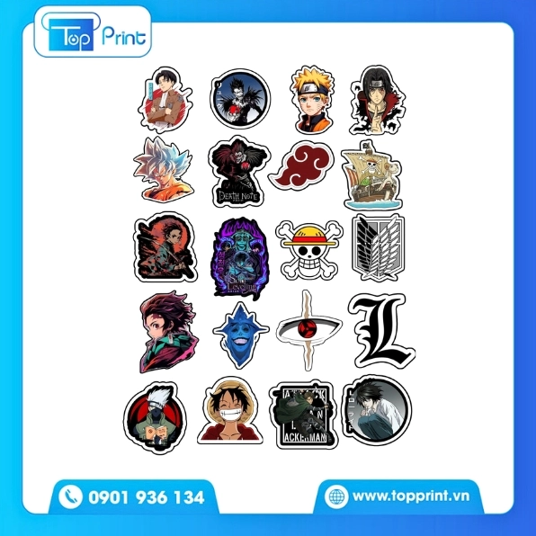 Mẫu sticker anime chibi in decal trang trí phòng ngủ thêm lung linh