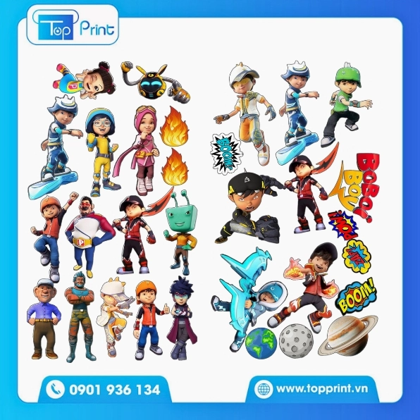 Mẫu sticker anime cute phục vụ in ấn quảng cáo thu hút sự chú ý