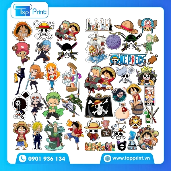 Mẫu sticker anime cute phục vụ in tem thương hiệu độc đáo