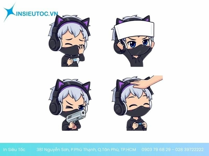Mẫu sticker anime đáng yêu trang trí sổ tay
