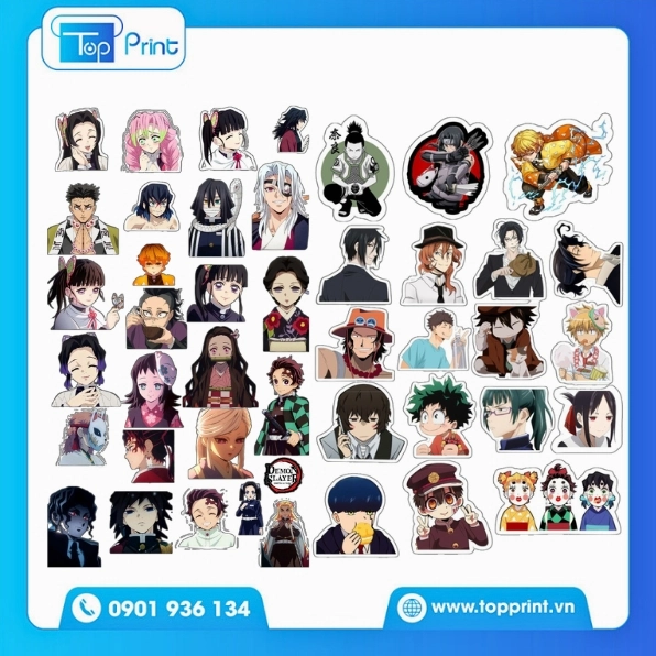 Mẫu sticker anime thiết kế sẵn cho in ấn nhanh chóng