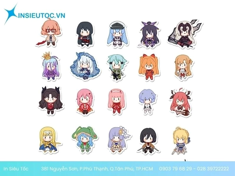 Mẫu sticker anime với màu sắc tươi sáng rực rỡ