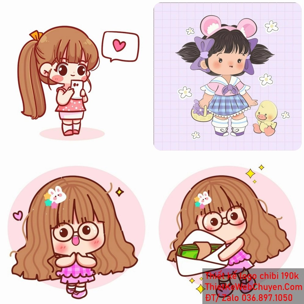 Mẫu thiết kế logo Chibi bé gái đáng yêu có thể phản ánh sự trong trẻo và hồn nhiên