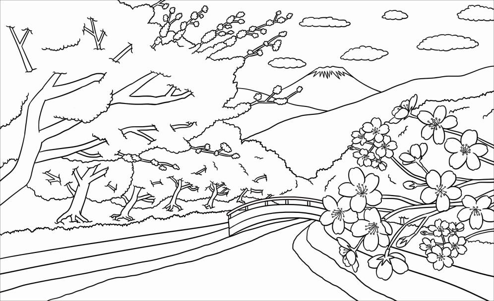Mẫu tranh tô màu phong cảnh đẹp hài hòa dễ tô dành cho các họa sĩ nhí