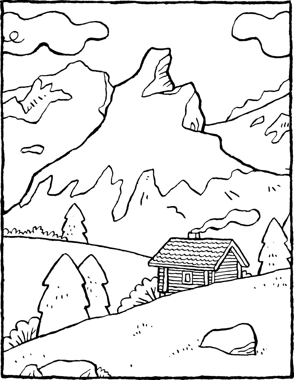 Mẫu tranh tô màu phong cảnh thiên nhiên đơn giản mà đẹp