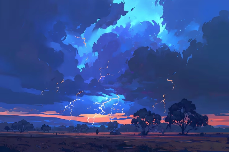 Minh họa cơn giông bão nghệ thuật kỹ thuật số