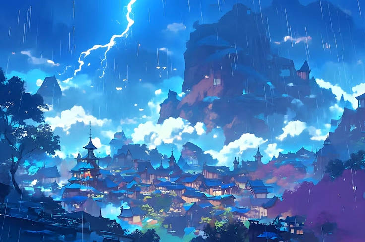 Minh họa cơn giông bão phong cách nghệ thuật kỹ thuật số