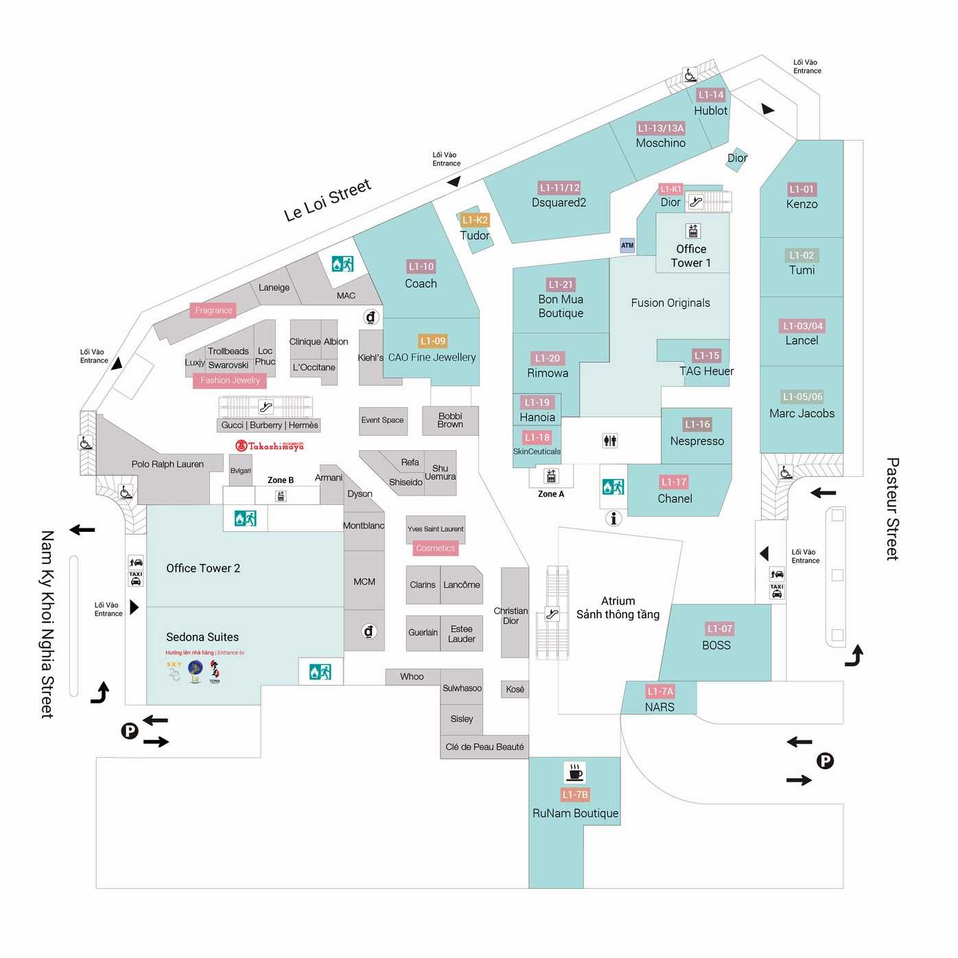 Một góc nhìn khác về kiến trúc mặt ngoài của khu phức hợp Saigon Centre