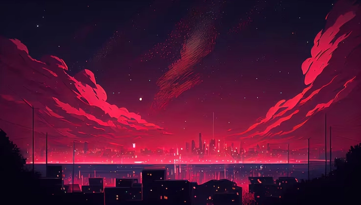 Một quả cầu lửa đỏ rực rơi xuống thành phố