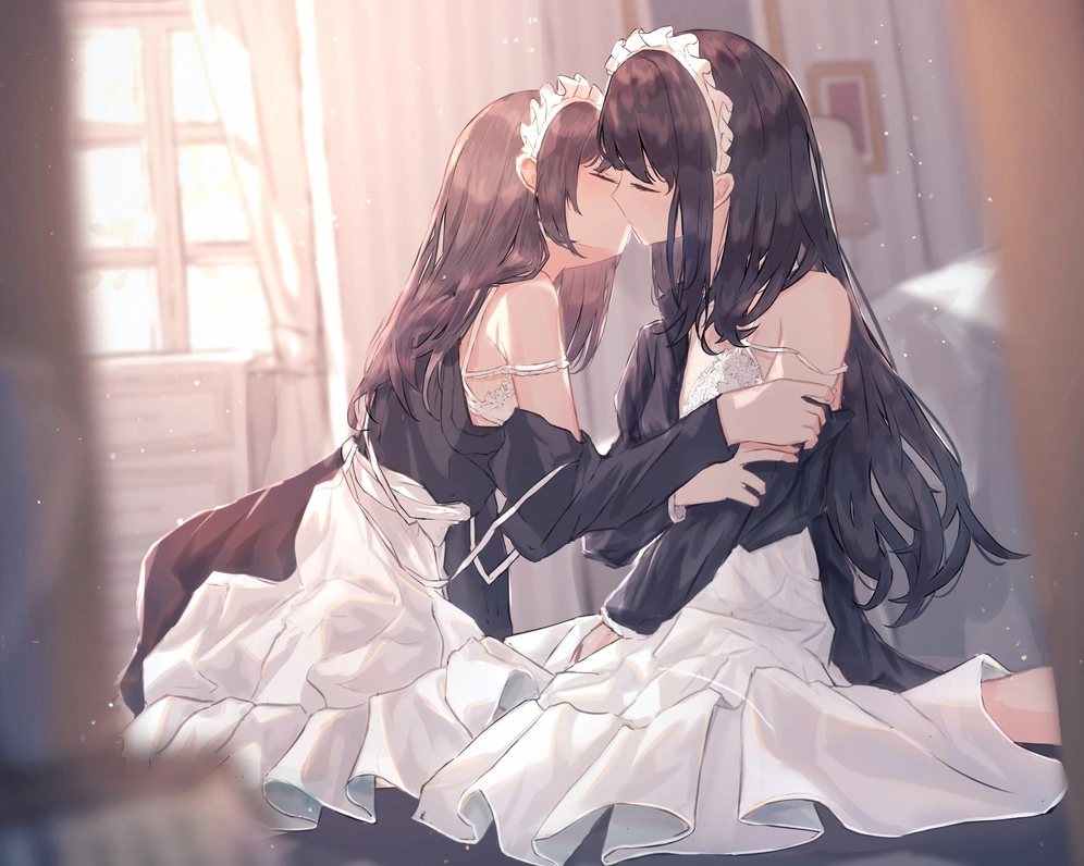 Một tấm hình ảnh yuri mang phong cách lãng mạn cổ điển