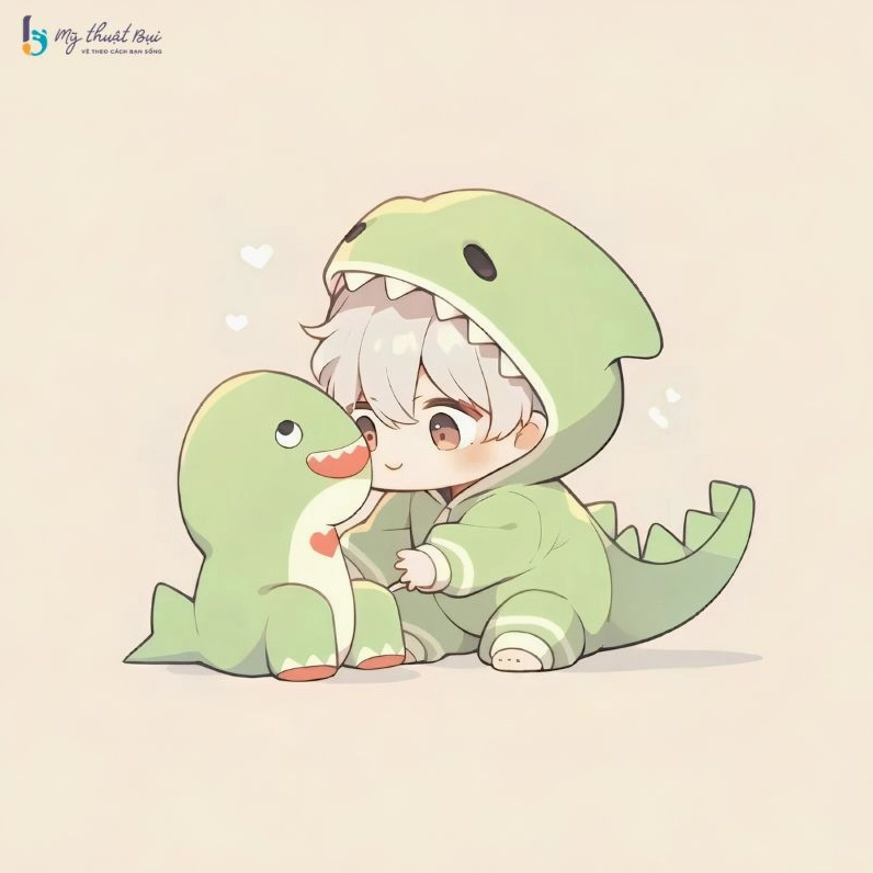 Nam thần chibi mỉm cười thân thiện tỏa nắng