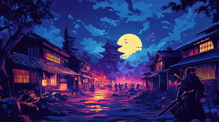 Nền trò chơi minh họa nền anime nghệ thuật kỹ thuật số