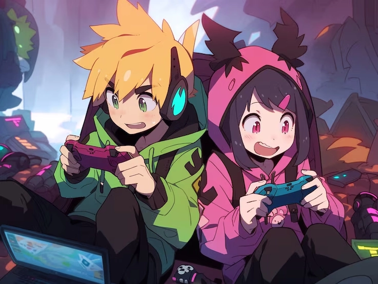 Nhân vật anime chơi game chuyên nghiệp