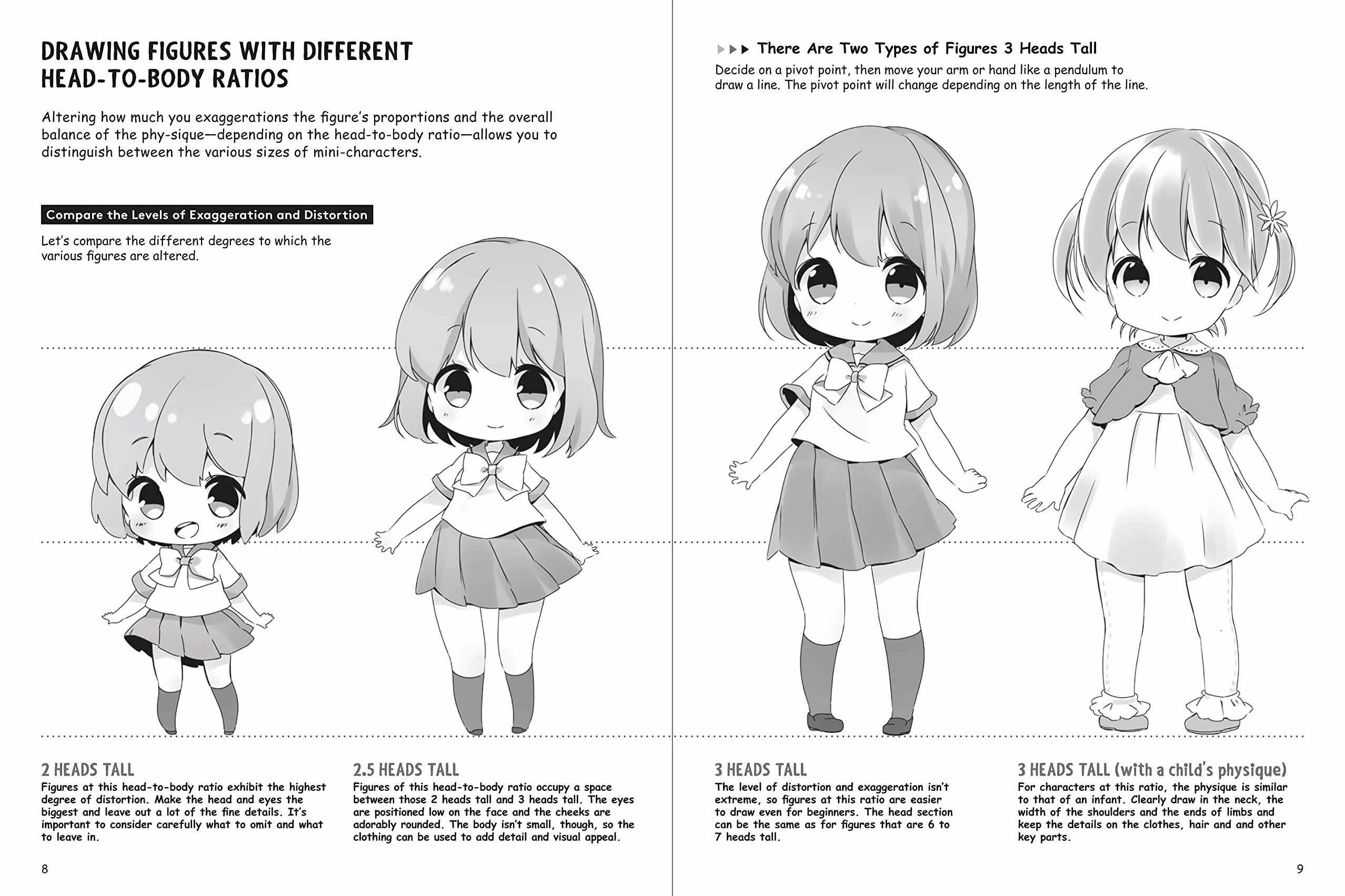 Nhân vật chibi có đôi mắt to tròn ngơ ngác nhìn vào trang giấy trắng