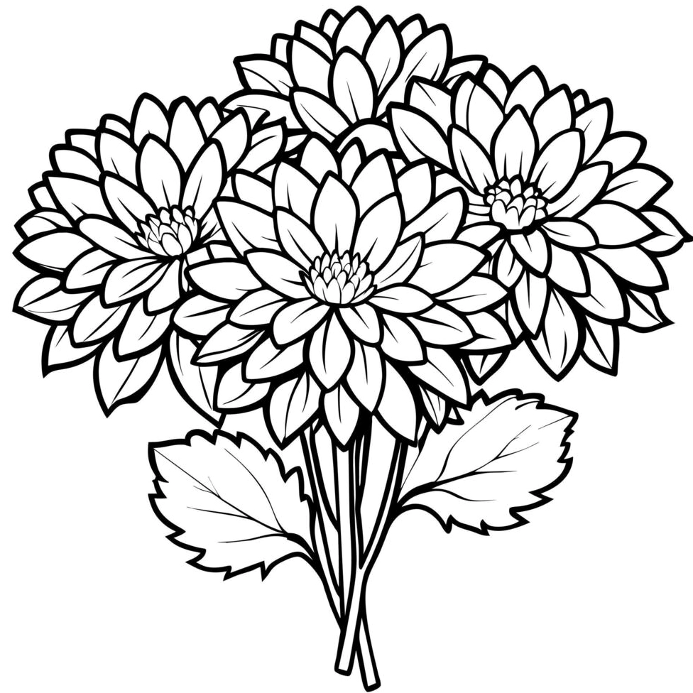 Nhành hoa cúc tươi tắn trong tranh tô màu