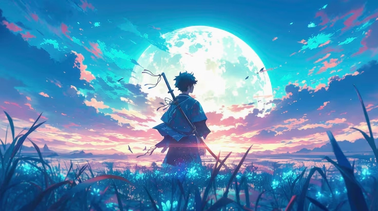 Phong cảnh mặt trăng trong anime tuyệt đẹp