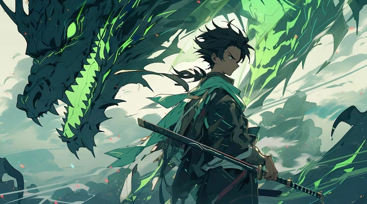 Quái thú rồng trong một thiết kế anime tinh xảo