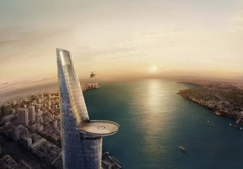 Sân đáp trực thăng độc đáo vươn ra từ thân tháp tài chính bitexco mang đến vẻ đẹp viễn tưởng