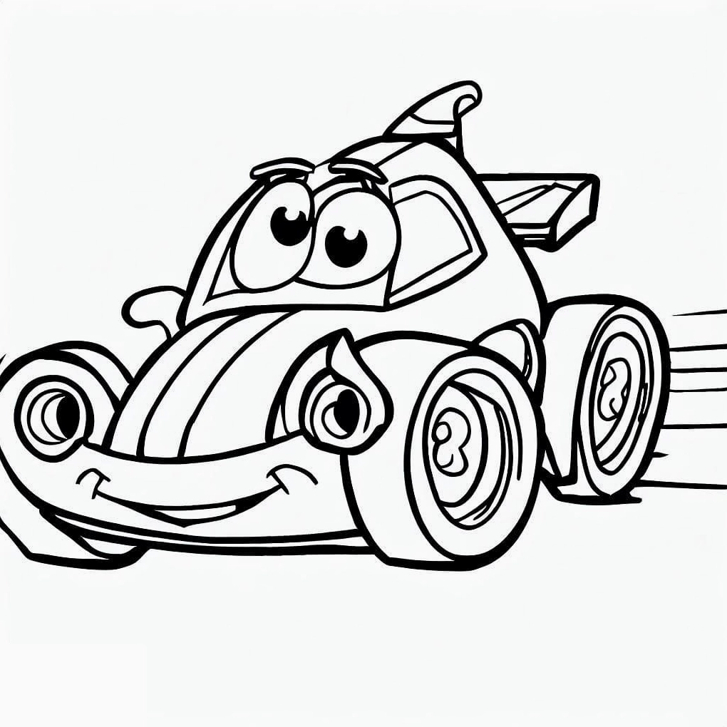 Siêu xe đua cho bé tô màu với hình dáng cute ngộ nghĩnh