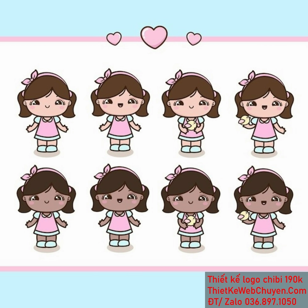 Sự trẻ trung và năng động của mẫu logo Chibi bé gái đáng yêu sẽ tạo ra sự khác biệt cho thương hiệu của bạn