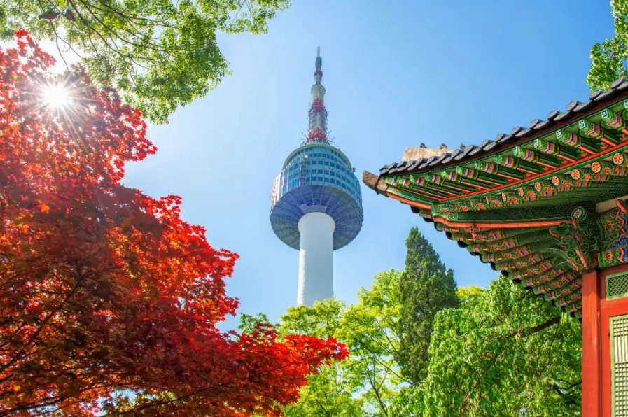 Tháp N Seoul Tower kiêu hãnh vươn cao trong nắng sớm