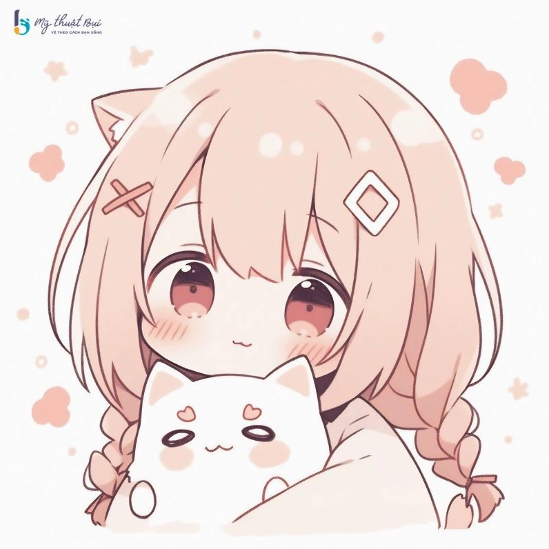 Thiếu nữ chibi mặc váy hồng bồng bềnh