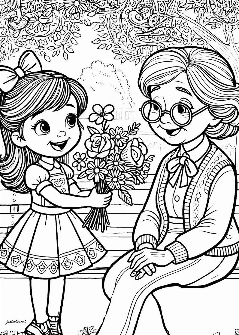 Tìm kiếm tranh tô màu ông bà dễ tô màu cho các bé nhỏ tuổi