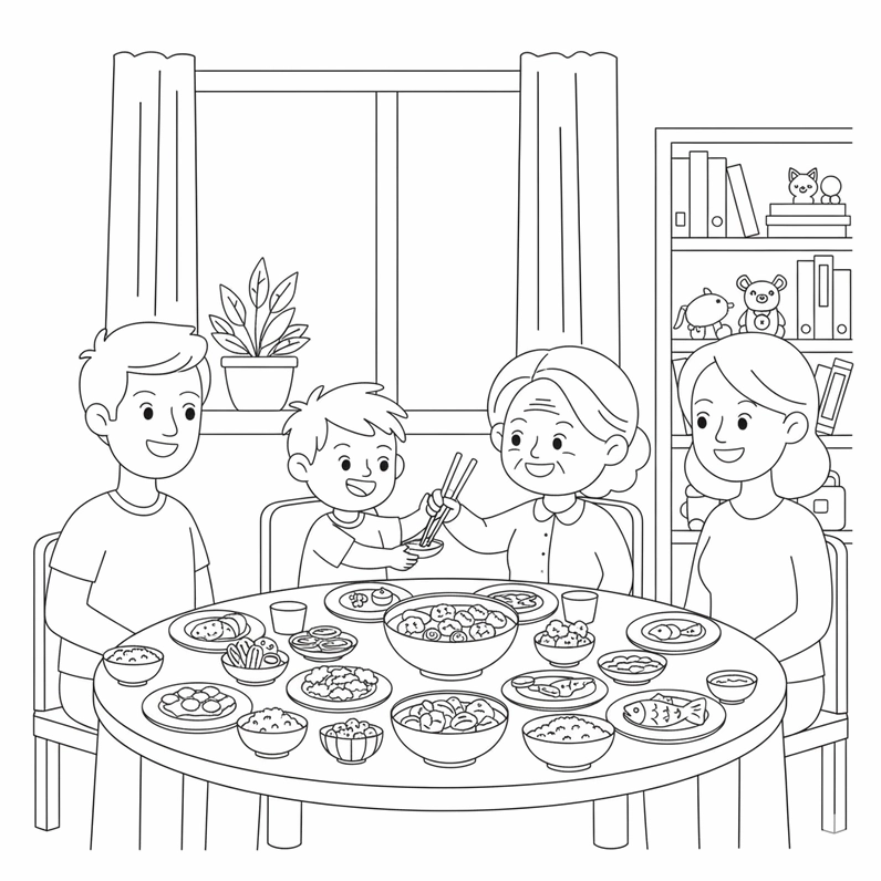 Tô màu bữa ăn gia đình giản dị mà ý nghĩa với khung cảnh đầm ấm