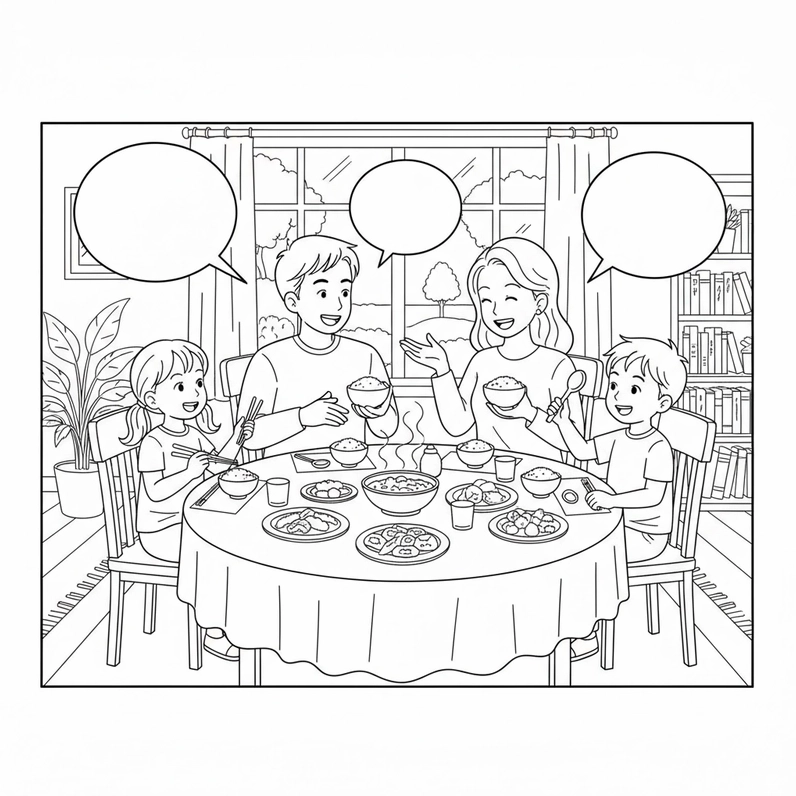 Tô màu bữa cơm đoàn viên của gia đình ngày lễ tết