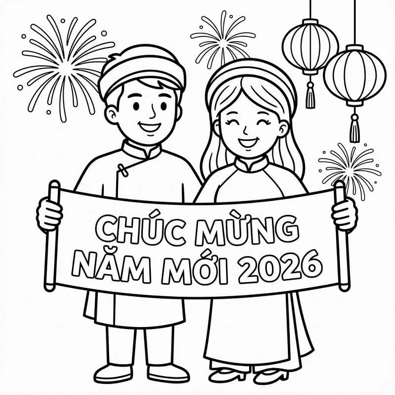 Tô Màu Chúc Mừng Năm Mới 2026