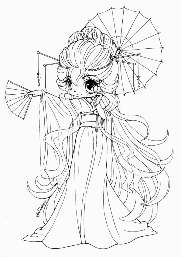 Tô màu công chúa anime cổ trang xinh đẹp
