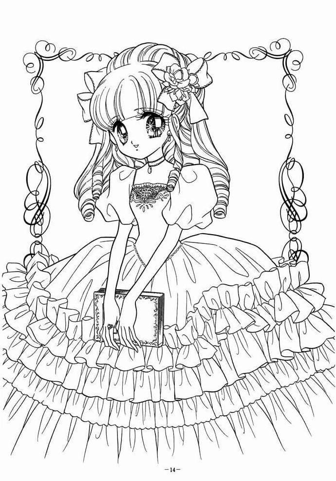 Tô màu công chúa anime đáng yêu dễ thương