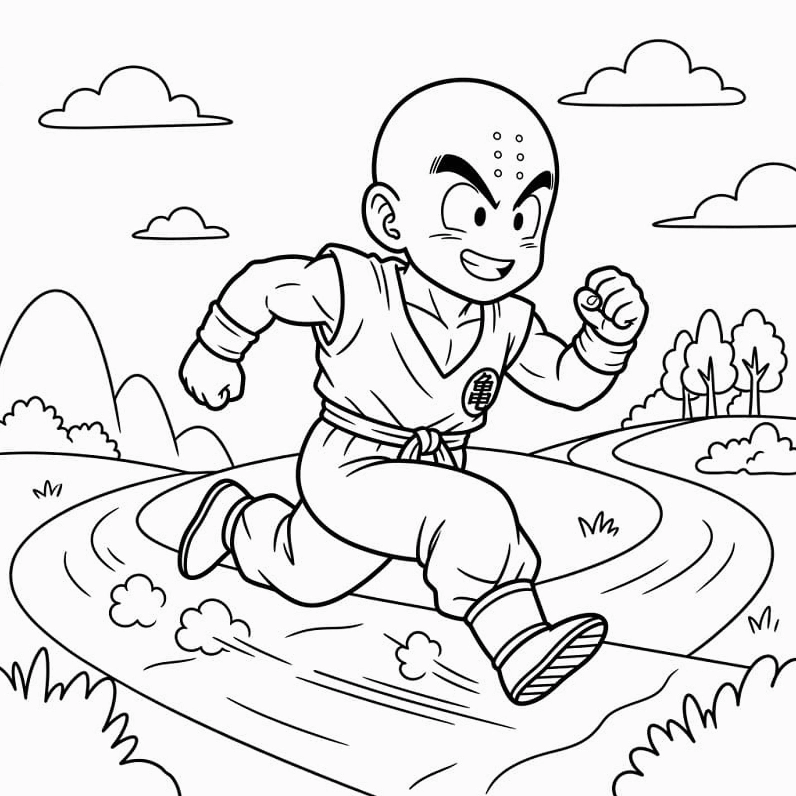 Tô màu Krillin đang chạy