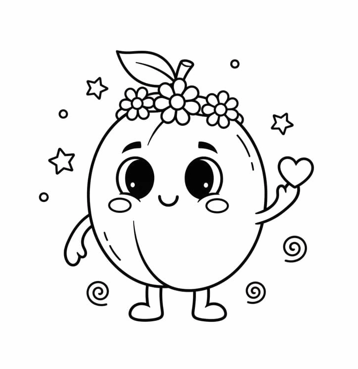 Tô màu quả mận cute mũm mĩm đáng yêu