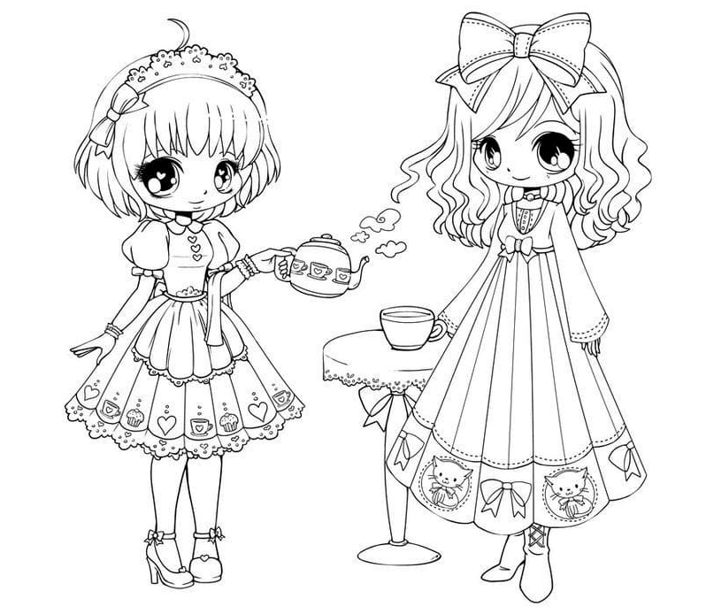 Tô màu tình bạn của hai công chúa anime đáng yêu