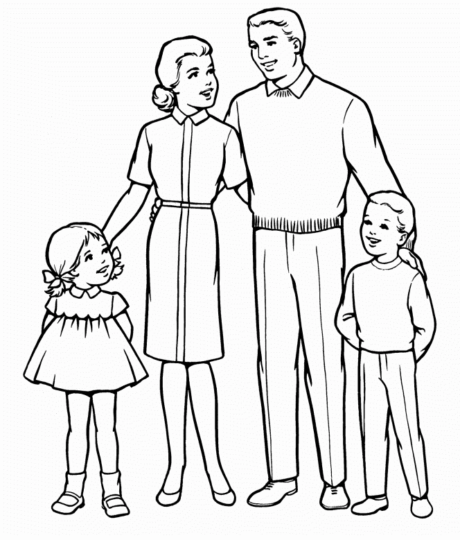 Tô màu tranh tô màu gia đình 3 người bé tập tô