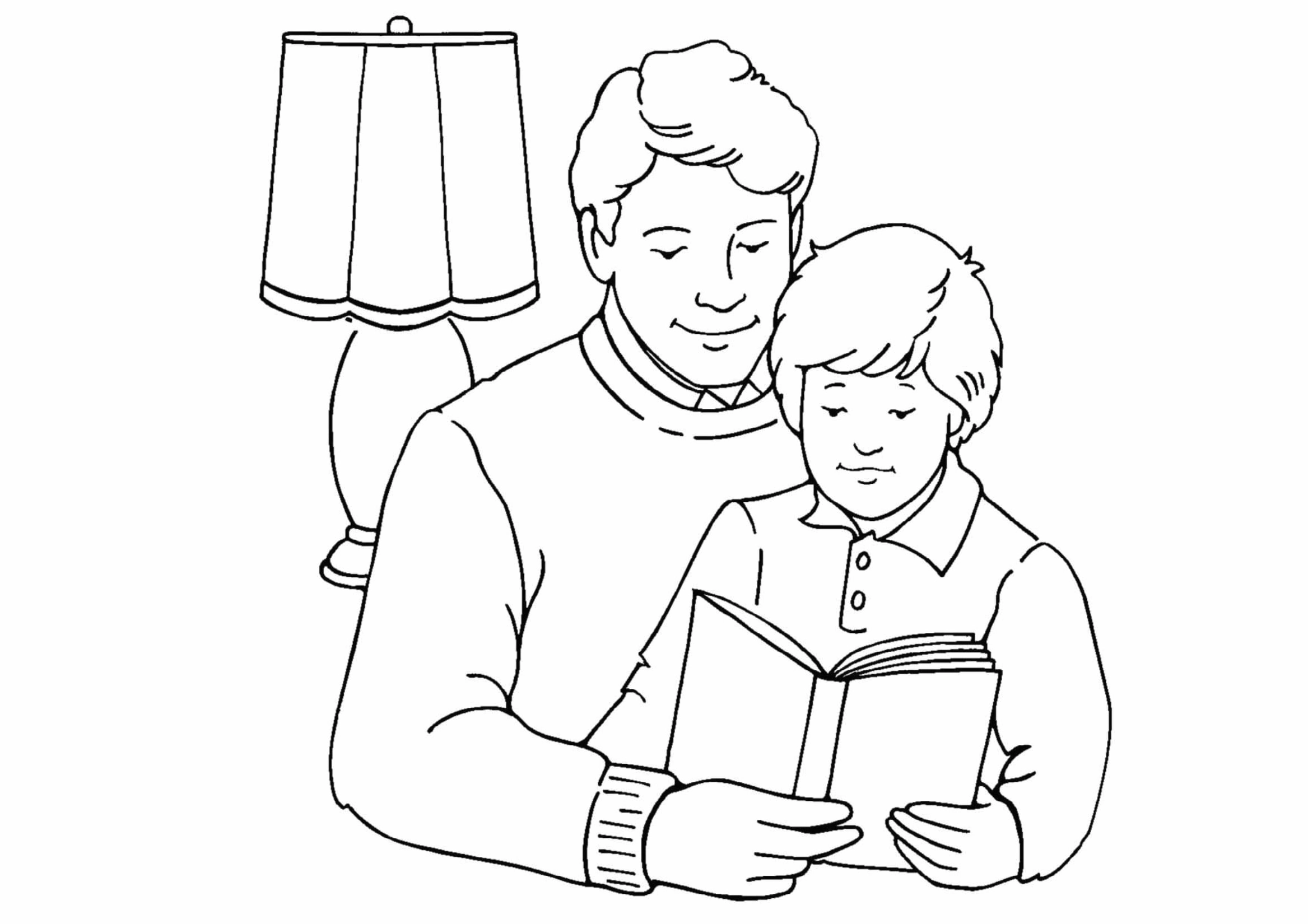 Tô màu tranh tô màu gia đình 3 người bố và con trai